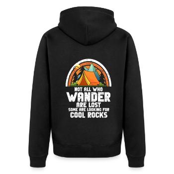 Wandern Sie auf der Suche nach kühlen Felsen - Unisex Premium Bio Zip Hoodie - Schwarz - Hinten - Nico (187cm)