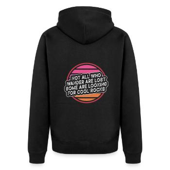 Wandern Sie auf der Suche nach kühlen Felsen - Unisex Premium Bio Zip Hoodie - Schwarz - Hinten - Nico (187cm)