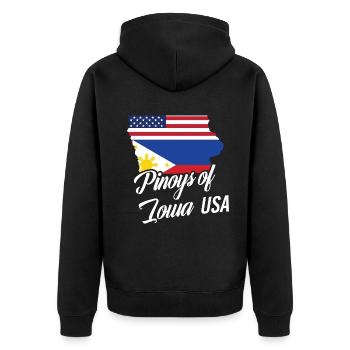 Filipinos of Iowa Design für stolze Fil-Ams - Unisex Premium Bio Zip Hoodie - Schwarz - Hinten - Nico (187cm)