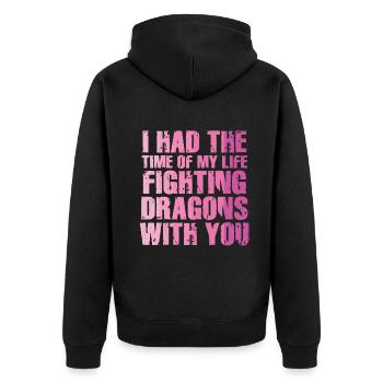 I Had The Time Of My Life Fighting Dragons - Unisex Premium Organic Zip Hoodie - black - Back - Nico (187cm)