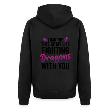 J’ai passé le meilleur moment de ma vie à combattre des dragons - Veste à capuche bio Premium Unisexe - noir - Dos - Nico (187cm)