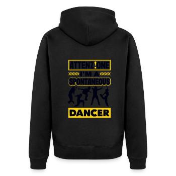 Attenzione I'm A Spontaneous Dancer - Unisex Premium Organic Zip Hoodie - black - Back - Nico (187cm)
