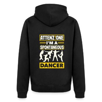 Attenzione I'm A Spontaneous Dancer - Unisex Premium Organic Zip Hoodie - black - Back - Nico (187cm)