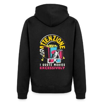 Attenzione Movie Quote - Unisex Premium Bio Zip Hoodie - Schwarz - Hinten - Nico (187cm)