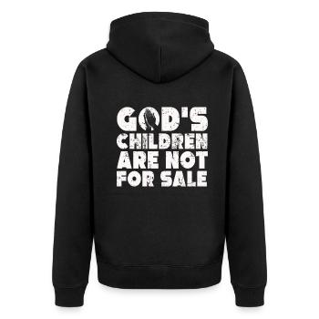 God's Children Are Not For Sale Christian Children - Unisex Premium Organic Zip Hoodie - black - Back - Nico (187cm)