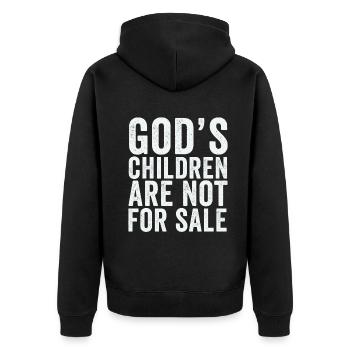God's Children Are Not For Sale Christian Children - Unisex Premium Organic Zip Hoodie - black - Back - Nico (187cm)
