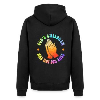 Gottes Kinder sind nicht käuflich zu erwerben - Unisex Premium Bio Zip Hoodie - Schwarz - Hinten - Nico (187cm)