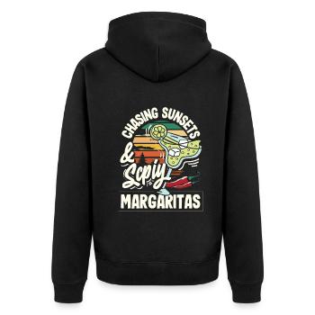 Attenzione Spicy Margarita Cocktail Lover's - Unisex Premium Bio Zip Hoodie - Schwarz - Hinten - Nico (187cm)