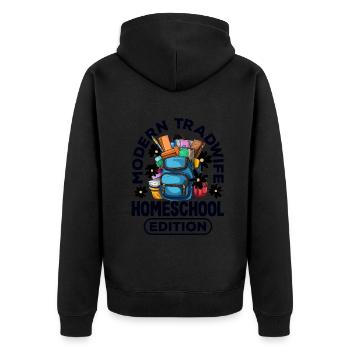 Classic Homeschool Mom Tradwife Homeschooling - Unisex Premium Organic Zip Hoodie - black - Back - Nico (187cm)