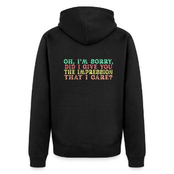 Indifference Sarcasm Different Attitude - Unisex Premium Organic Zip Hoodie - black - Back - Nico (187cm)
