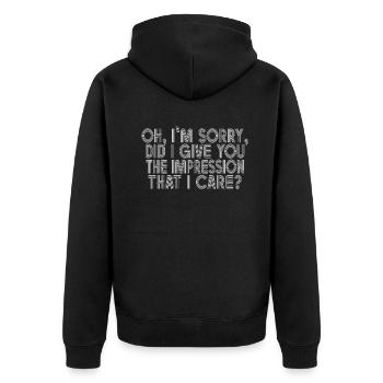 Indifference Sarcasm Different Attitude - Unisex Premium Organic Zip Hoodie - black - Back - Nico (187cm)