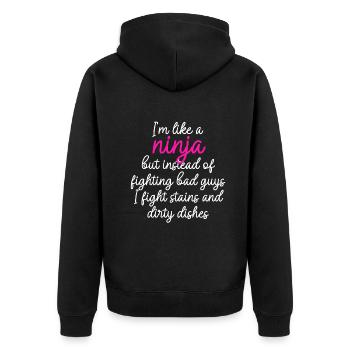 Comme une femme au foyer ninja - Veste à capuche bio Premium Unisexe - noir - Dos - Nico (187cm)