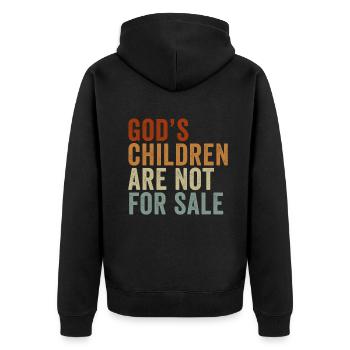Gottes Kinder sind nicht käuflich zu erwerben - Unisex Premium Bio Zip Hoodie - Schwarz - Hinten - Nico (187cm)
