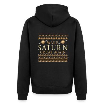Saturne, Espace, Planète, Système solaire, Romain antique - Veste à capuche bio Premium Unisexe - noir - Dos - Nico (187cm)