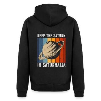 Saturnalia Keep Saturn In Ancient Roman Empire - Unisex Premium Organic Zip Hoodie - black - Back - Nico (187cm)