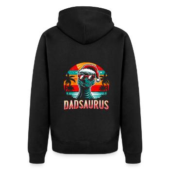 Holiday Dadsaurus Family Matching Xmas Christmas - Unisex Premium Organic Zip Hoodie - black - Back - Nico (187cm)