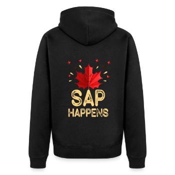 Ahornsirup Baum Klopfen Lustiger Herbstpfannkuchen - Unisex Premium Bio Zip Hoodie - Schwarz - Hinten - Nico (187cm)