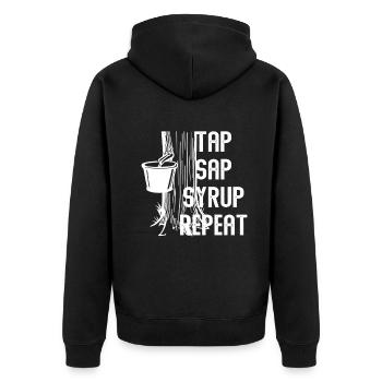 Ahornbaum-Essenz Männer Frauen Lustige Sugaring-Saison - Unisex Premium Bio Zip Hoodie - Schwarz - Hinten - Nico (187cm)