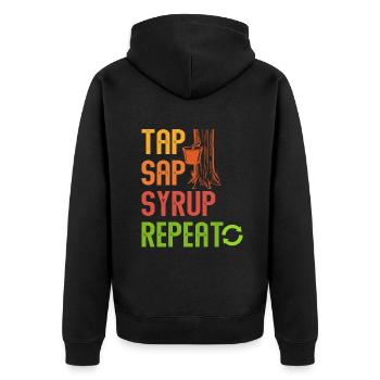 Ahornbaum-Essenz Männer Frauen Lustige Sugaring-Saison - Unisex Premium Bio Zip Hoodie - Schwarz - Hinten - Nico (187cm)