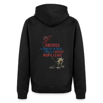 Amerika Ein so großartiges Land Patriotisch USA - Unisex Premium Bio Zip Hoodie - Schwarz - Hinten - Nico (187cm)
