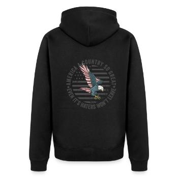 L’Amérique Un pays si grand Patriotique américain - Veste à capuche bio Premium Unisexe - noir - Dos - Nico (187cm)
