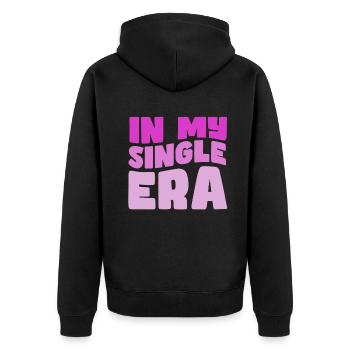In My Single Era Funny Single Life - Unisex Premium Organic Zip Hoodie - black - Back - Nico (187cm)