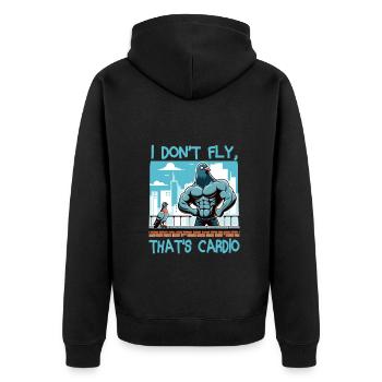 Pigeon Workout Bodybuilding Fitness Gym Muscle - Unisex Premium Bio Zip Hoodie - Schwarz - Hinten - Nico (187cm)