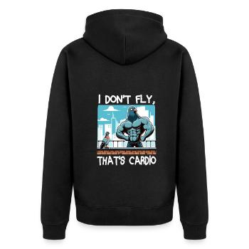 Pigeon Workout Bodybuilding Fitness Gym Muscle - Unisex Premium Bio Zip Hoodie - Schwarz - Hinten - Nico (187cm)
