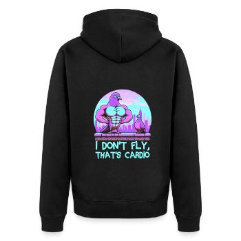 Pigeon Workout Bodybuilding Fitness Gym Muscle - Unisex Premium Bio Zip Hoodie - Schwarz - Hinten - Nico (187cm)