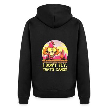 Pigeon Workout Bodybuilding Fitness Gym Muscle - Unisex Premium Bio Zip Hoodie - Schwarz - Hinten - Nico (187cm)