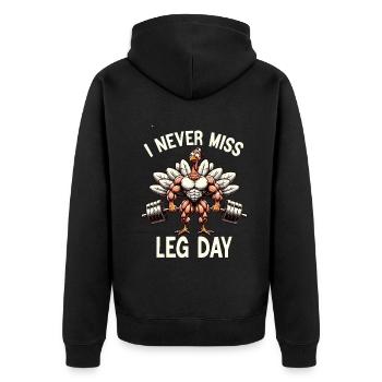 I Never Miss Leg Day Turkey Squat Thanksgiving - Unisex Premium Bio Zip Hoodie - Schwarz - Hinten - Nico (187cm)