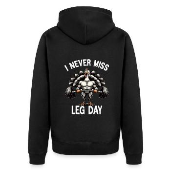 I Never Miss Leg Day Turkey Squat Thanksgiving - Unisex Premium Bio Zip Hoodie - Schwarz - Hinten - Nico (187cm)