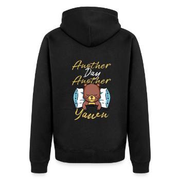 First Caffeine Vibes Another Day Yawn Meets Coffee - Unisex Premium Organic Zip Hoodie - black - Back - Nico (187cm)