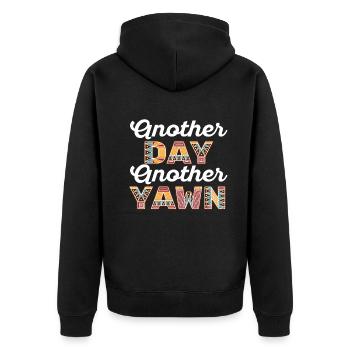 First Caffeine Vibes Another Day Yawn Meets Coffee - Unisex Premium Organic Zip Hoodie - black - Back - Nico (187cm)