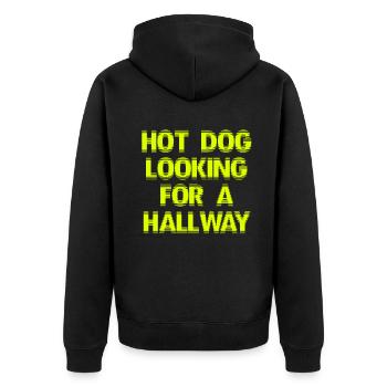 Hot Dog Looking For A Hallway - Unisex Premium Organic Zip Hoodie - black - Back - Nico (187cm)