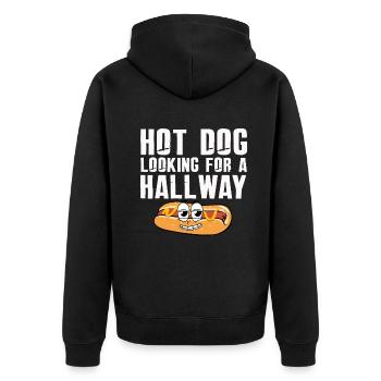 Hot Dog Looking For A Hallway - Unisex Premium Organic Zip Hoodie - black - Back - Nico (187cm)