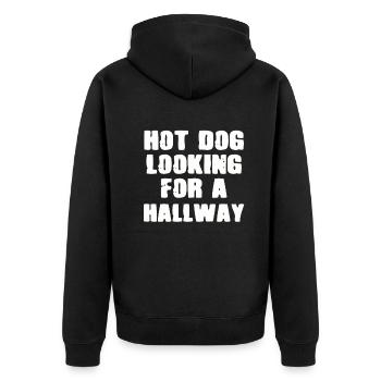 Hot Dog Looking For A Hallway - Unisex Premium Organic Zip Hoodie - black - Back - Nico (187cm)