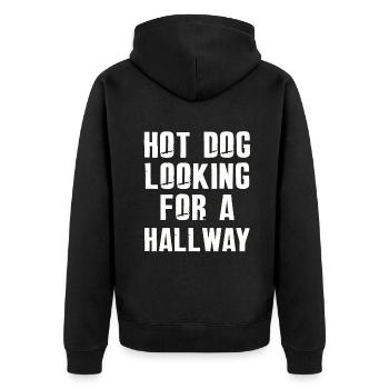 Hot Dog Looking For A Hallway - Unisex Premium Organic Zip Hoodie - black - Back - Nico (187cm)