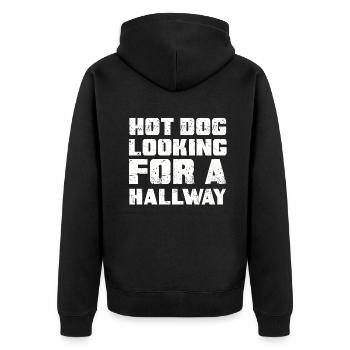 Hot Dog Looking For A Hallway - Unisex Premium Organic Zip Hoodie - black - Back - Nico (187cm)