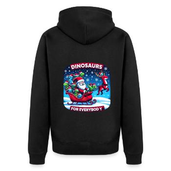 Festive Dinosaur for Everybody Christmas - Unisex Premium Organic Zip Hoodie - black - Back - Nico (187cm)