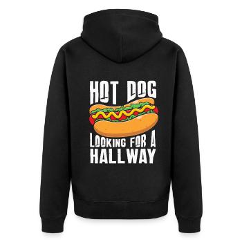Hot Dog Looking For A Hallway - Unisex Premium Organic Zip Hoodie - black - Back - Nico (187cm)