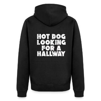 Hot Dog Looking For A Hallway - Unisex Premium Organic Zip Hoodie - black - Back - Nico (187cm)