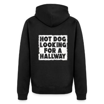 Hot Dog Looking For A Hallway - Unisex Premium Organic Zip Hoodie - black - Back - Nico (187cm)