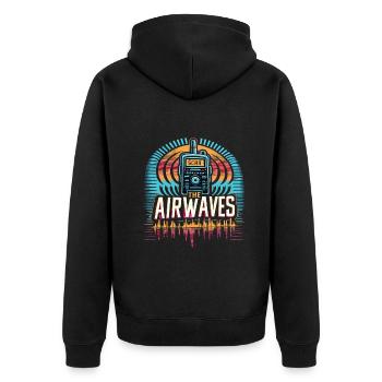 Scan The Airwaves Graphic - Unisex Premium Bio Zip Hoodie - Schwarz - Hinten - Nico (187cm)
