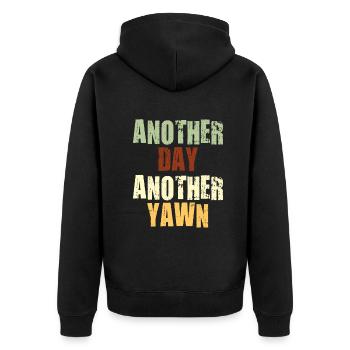 First Caffeine Vibes Another Day Yawn Meets Coffee - Unisex Premium Organic Zip Hoodie - black - Back - Nico (187cm)