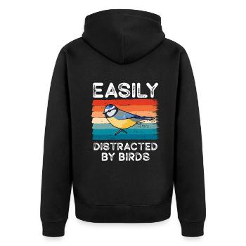 Facilement distrait par les oiseaux Amateur d’oiseaux - Veste à capuche bio Premium Unisexe - noir - Dos - Nico (187cm)