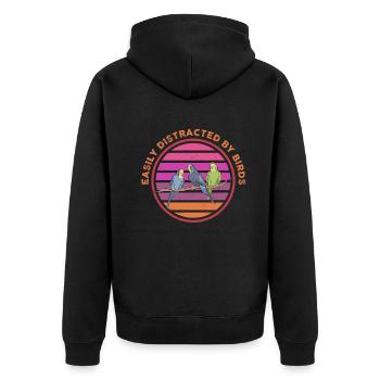 Leicht abgelenkt von Vögeln Vogelliebhaber - Unisex Premium Bio Zip Hoodie - Schwarz - Hinten - Nico (187cm)
