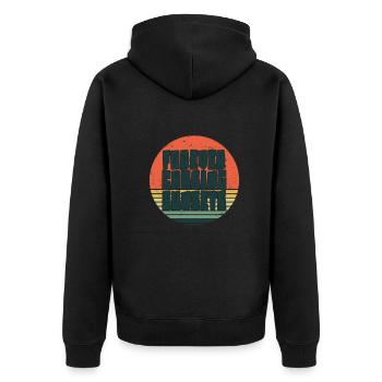 Forever Chasing Sunsets Retro Summer Vacation - Unisex Premium Organic Zip Hoodie - black - Back - Nico (187cm)