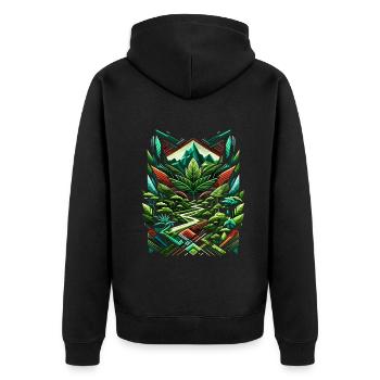 Abstract Ayahuasca Rainforest - Unisex Premium Bio Zip Hoodie - Schwarz - Hinten - Nico (187cm)