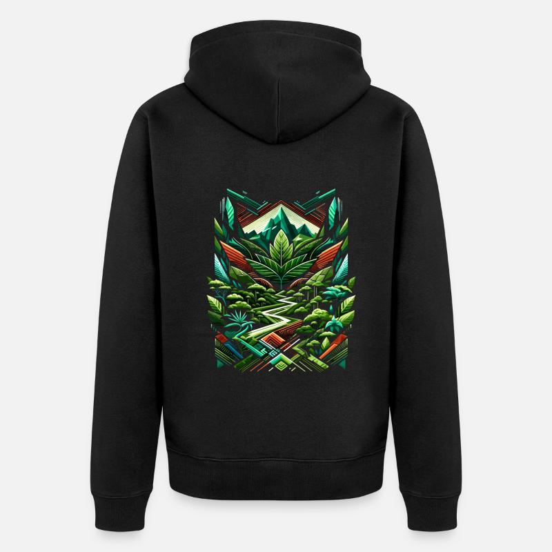 Forêt tropicale abstraite d’Ayahuasca - Veste à capuche bio Premium Unisexe - noir